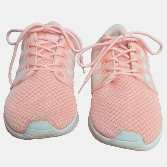 (7.5) Adidas Womens Cloudfoam Qt Racer Shoes Pink AW4005 Lace Up Low Top Mesh - Picture 4 of 10